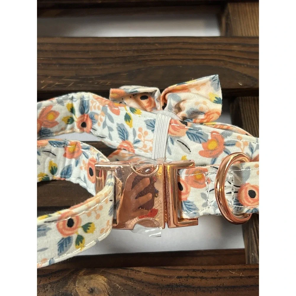 Unique Style Paws Summer Dog Collar with‎ Floral Bow,Colorful Bow Tie Puppy Co
